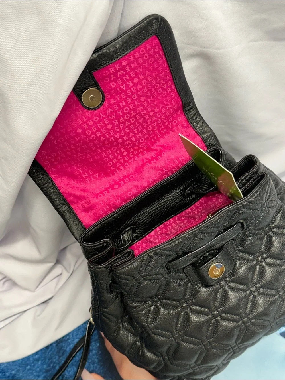 (new+tag) Kate Spade Quilted Black Leather Backpack Marley Astor Court